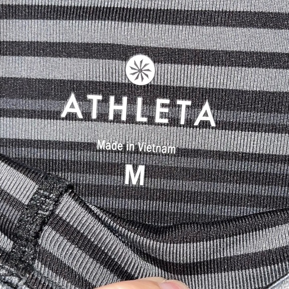 ATHLETA Black Color Block Stripe Mid Rise Full Length Chatarunga Leggings Medium - Picture 5 of 6